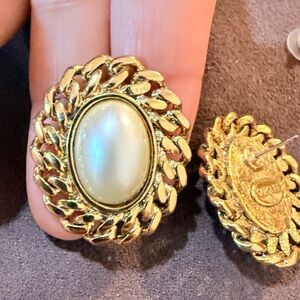 Carolee #10 Vintage Gold and Cream Chain Earrings